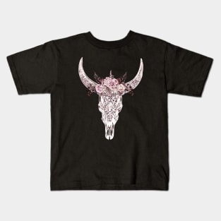 Cow skull floral 4 Kids T-Shirt